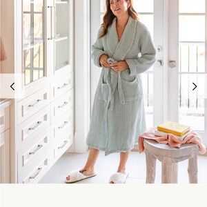 Women's Waffle Knit Robe - Light Blue